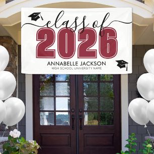 Einfache Klasse der Red Graduation Party 2025 Banner