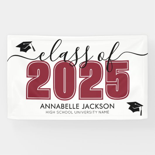 Einfache Klasse der Red Graduation Party 2025 Banner (Horizontal)