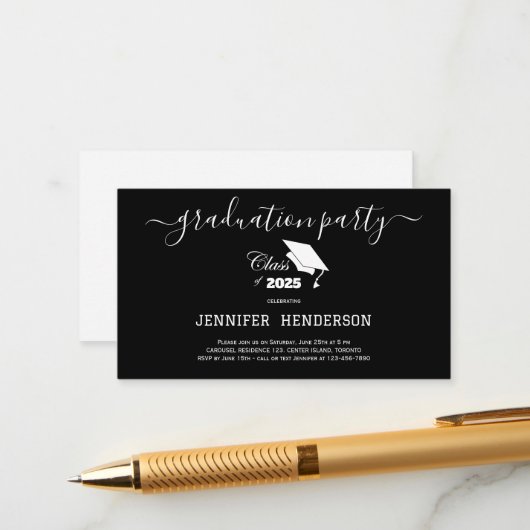 Einfache Klasse der Schwarz-weißen Absolventen 202 Begleitkarte (Vorderseite/Rückseite Beispiel)