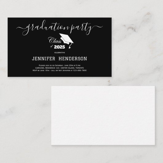 Einfache Klasse der Schwarz-weißen Absolventen 202 Begleitkarte (Vorne/Hinten)