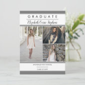 Einfache Klasse Drei Foto Grau Abschluss Ankündigung (Stehend Vorderseite)