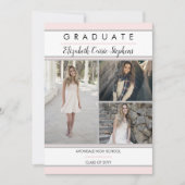 Einfache Klasse Drei Foto Rosa Rosa Abschluss Ankündigung (Vorderseite)