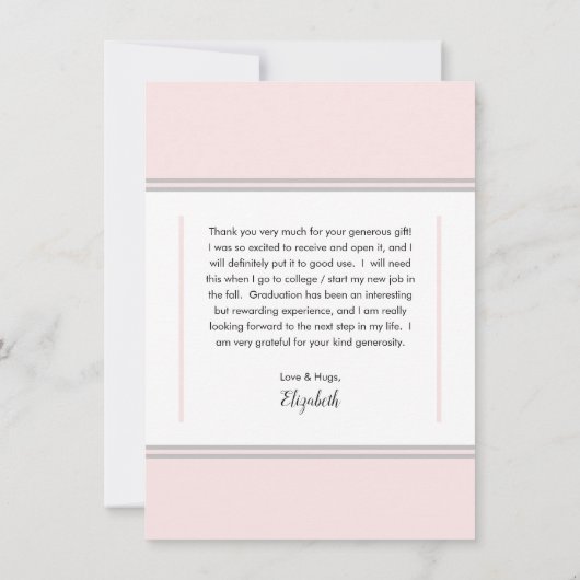 Einfache Klasse Drei Foto Rosa | Weißer Abschluss Dankeskarte (Rückseite)