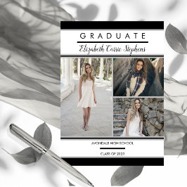 Einfache Klasse Drei Foto Schwarz | Weißer Abschlu Magnetkarte