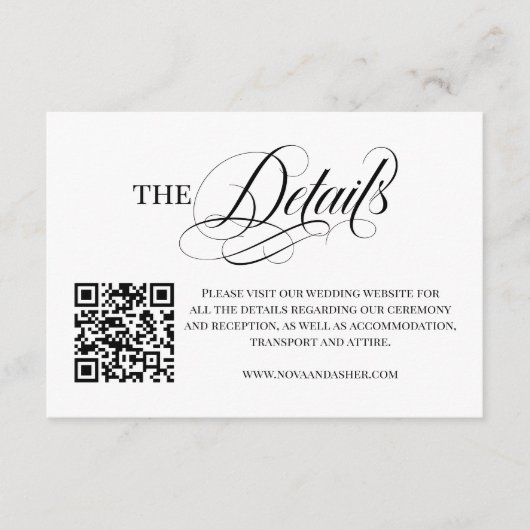 Einfache Klasse Elegantes Script Moderner QR Code Begleitkarte (Vorderseite)