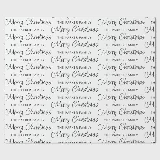 Einfache Klasse Familienname Frohe Weihnachten Geschenkpapier (Flach)