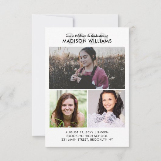 Einfache Klasse für Jahr Spaß Script 4 Foto Abschl Ankündigung (Rückseite)