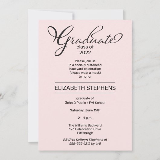 Einfache Klasse Script Graduate Foto Grad Party An Ankündigung (Rückseite)