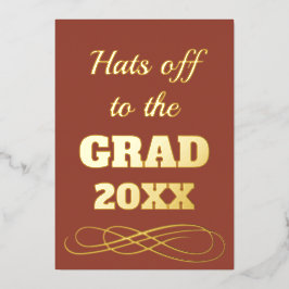 Einfache Klasse Terracotta Hats Off to Grad Folieneinladung