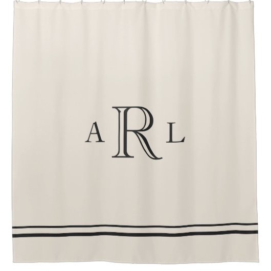 Einfache Klassik-Dreibuchstaben Duschvorhang (Vorderseite)
