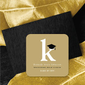 Einfache Klassik Grad Monogramm Moderne Graduierun Quadratischer Aufkleber