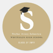 Einfache Klassik Grad Monogramm Moderne Graduierun Runder Aufkleber (Vorderseite)