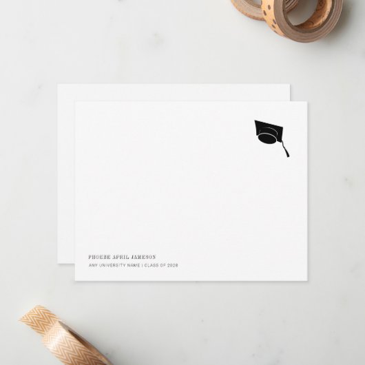 Einfache Klassik Grad Mortar Cap Abschluss Mitteilungskarte (Vorderseite/Rückseite Beispiel)