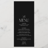 Einfache klassische Altes Geld Black Wedding Menükarte (Vorderseite)