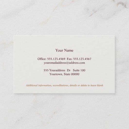 Einfache klassische Anwältin Dark Brown Linen Look Visitenkarte (Rückseite)