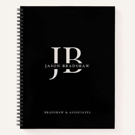 Einfache klassische Berufliche Monogramm und Name Notizblock (Vorderseite)