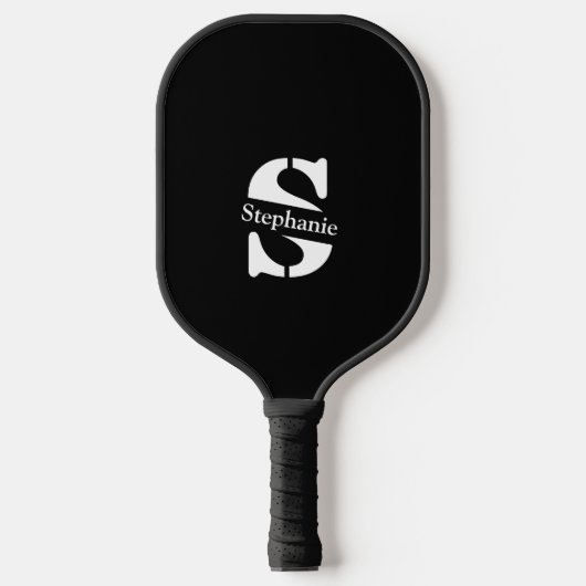 Einfache klassische Berufliche Monogramm und Name Pickleball Schläger (Vorderseite)