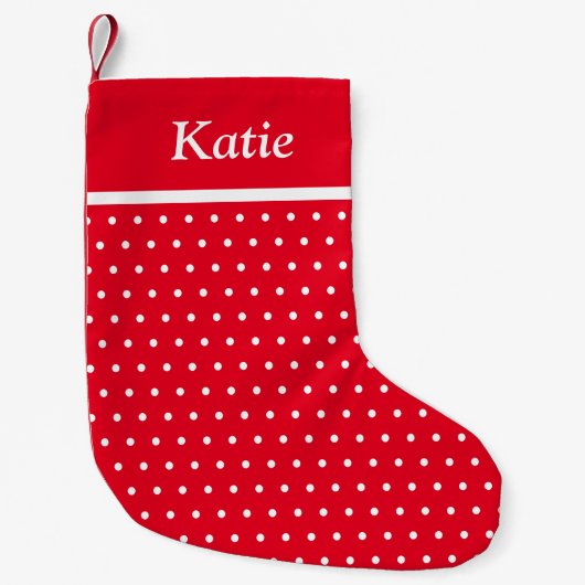 Einfache klassische Bezeichnung Polka Dot Rot und  Kleiner Weihnachtsstrumpf (Vorderseite)