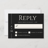 Einfache klassische Black Elegant Monogram Wedding RSVP Karte (Vorderseite)