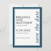 Einfache klassische blaue Hochzeit für die Marine Save The Date (Vorderseite)