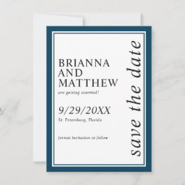Einfache klassische blaue Hochzeit für die Marine Save The Date