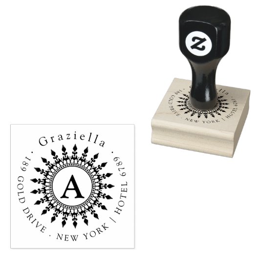 Einfache klassische Circle Monogram Rücksendeadres Gummistempel (Stempel)
