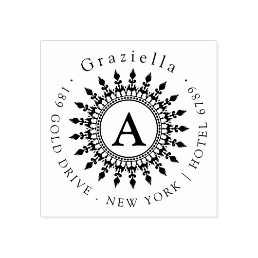 Einfache klassische Circle Monogram Rücksendeadres Gummistempel (Prägung)