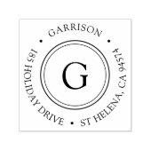 Einfache klassische Circle Monogram Rücksendeadres Permastempel (Design)