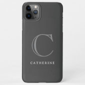 Einfache klassische dunkelgraue Script-Monogramm iPhone Hülle (Rückseite)