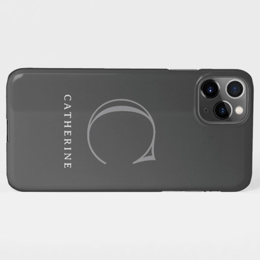 Einfache klassische dunkelgraue Script-Monogramm iPhone Hülle (Rückseite (Horizontal))