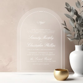 Einfache klassische Elegance Script-Hochzeit Acryleinladungen
