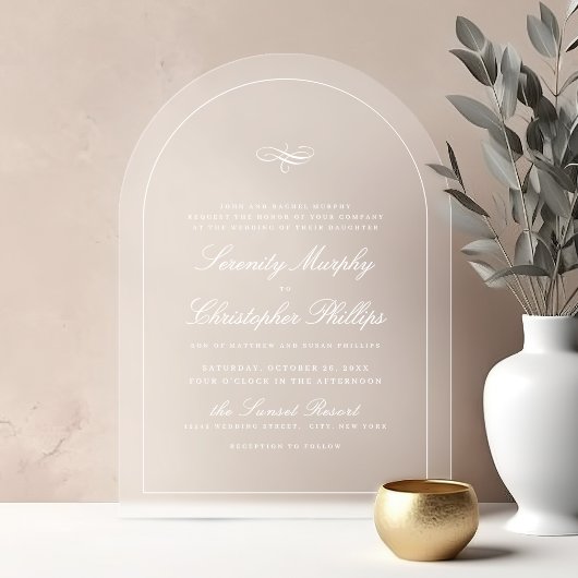 Einfache klassische Elegance Script-Hochzeit Acryleinladungen