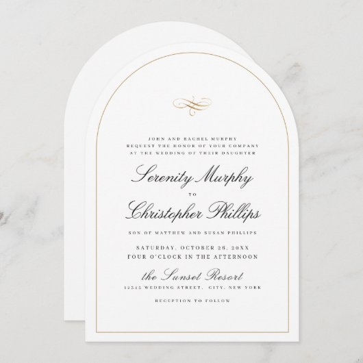 Einfache klassische Elegance Script-Hochzeit Einladung (Vorne/Hinten)