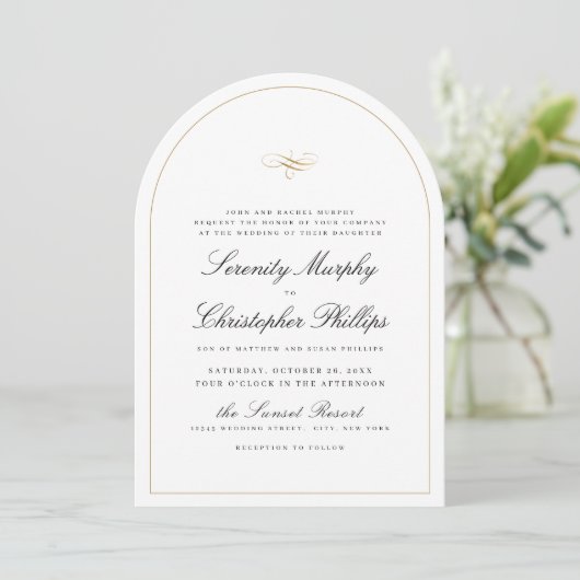 Einfache klassische Elegance Script-Hochzeit Einladung (Stehend Vorderseite)