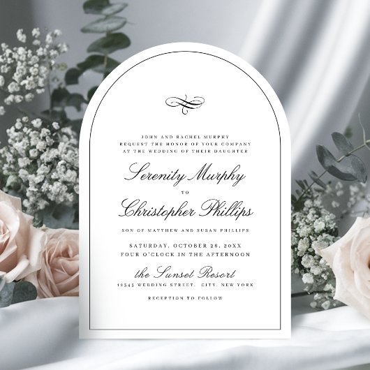Einfache klassische Elegance Script-Hochzeit Einladung