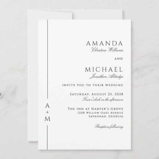 Einfache klassische Elegant Monogram QR-Code Hochz Einladung (Vorderseite)