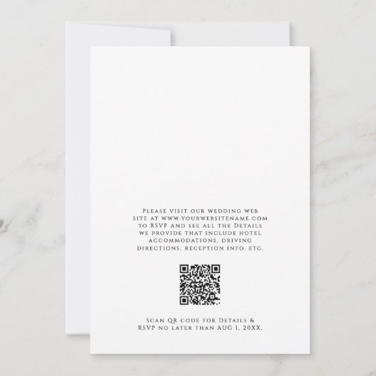 Einfache klassische Elegant Monogram QR-Code Hochz Einladung (Rückseite)