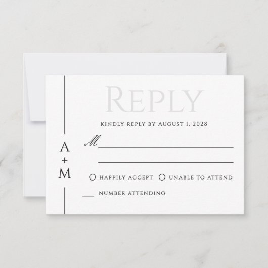 Einfache klassische Elegant Monogram Wedding RSVP (Vorderseite)