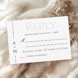 Einfache klassische Elegant Monogram Wedding RSVP Karte