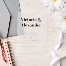 Einfache klassische Elegante Moderne Hochzeit Pergament Einladungen