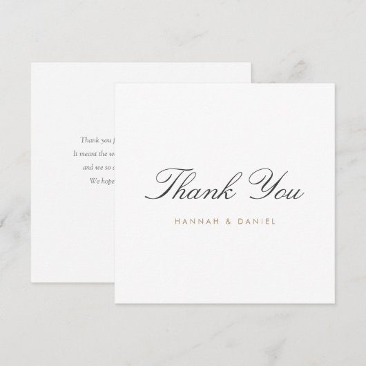 Einfache klassische, elegante Script-Hochzeit Dankeskarte (Vorne/Hinten)