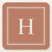 Einfache klassische ErderdTerrakotta mit Monogramm Rechteckiger Pappuntersetzer (Vorderseite)