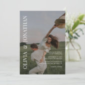 Einfache klassische Foto-Hochzeit Einladung (Stehend Vorderseite)