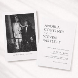 Einfache klassische Foto Schwarz-Weiß-Hochzeit Einladung