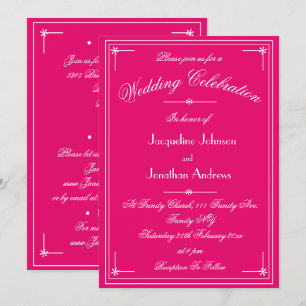 Einfache klassische Fuchsia- und weiße Alles-in-ei Einladung