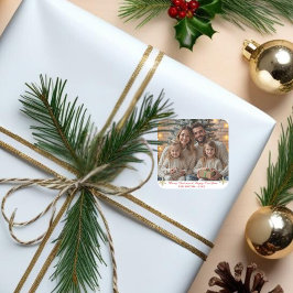 Einfache klassische Goldschneeflocken mit einem Fo Quadratischer Aufkleber