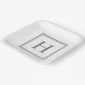 Einfache klassische graue Monogramm auf Weiß Pappteller (Gewinkelt)