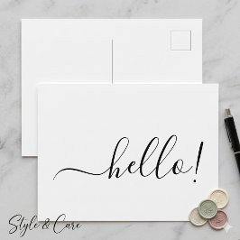 Einfache klassische Hallo-Postkarte mit sauberem w Postkarte