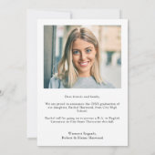 Einfache klassische High School Abschluss Ankündigung (Rückseite)