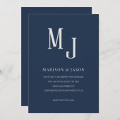 Einfache klassische Hochzeit der römischen Monogra Einladung (Vorne/Hinten)